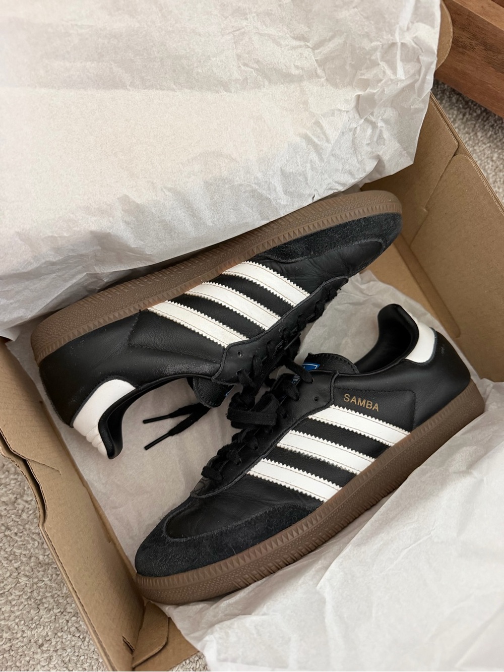 adidas Samba Leather Sneakers - Black/White/Brown